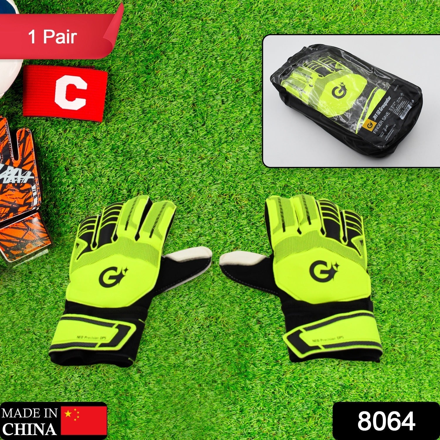Multi Function Finger Protection Sports kids goalkeeper gloves, football gloves for boys, kids, adults, football training gloves, super grip palm protection gloves (1 Pair) - Springkart 