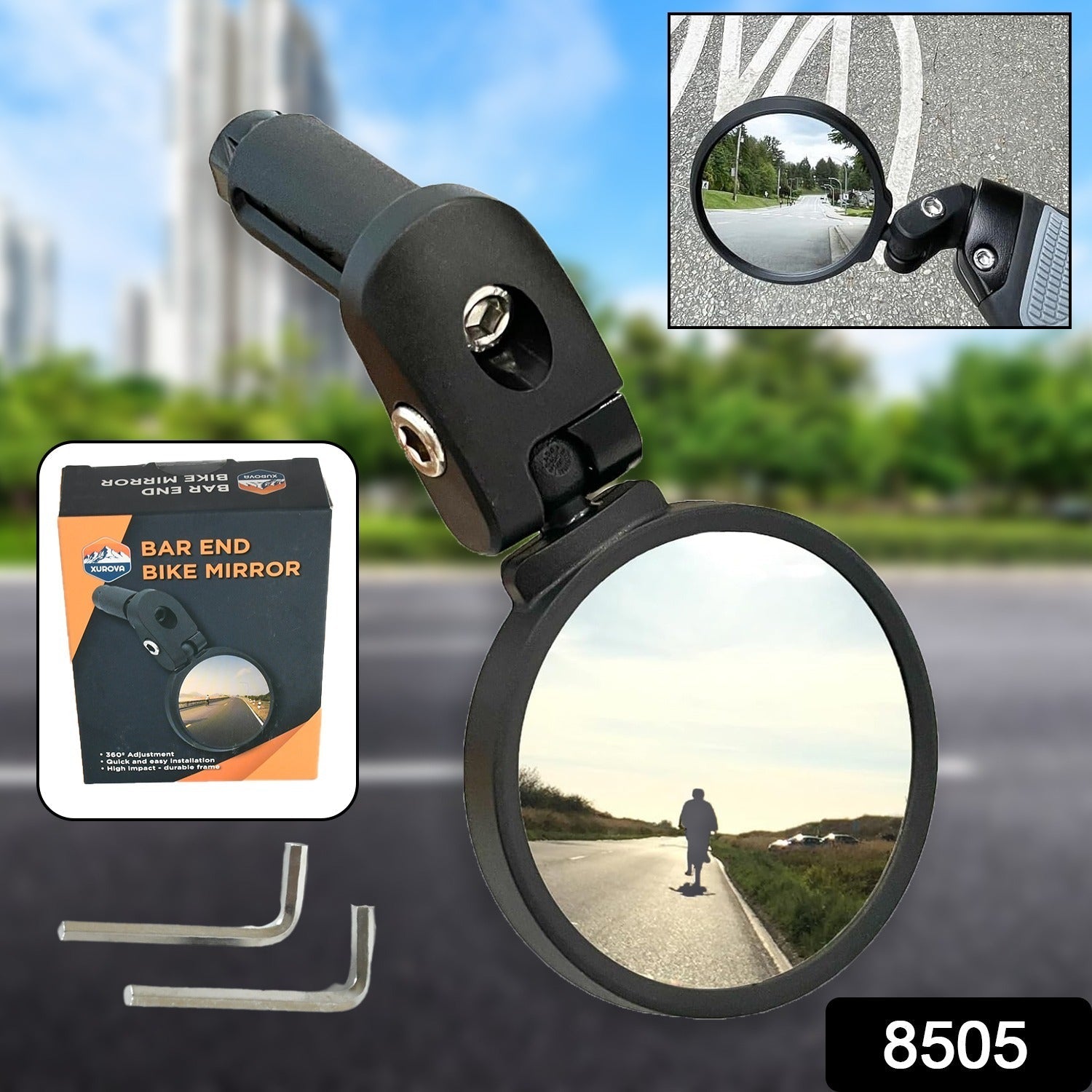 Bar End Bike Mirror, Safe Rearview Mirror 360° Rotatable & Foldable Safety Bicycle Rear View Mirror, Mirror Durable Bike Mirror (1 Pc) - Springkart 