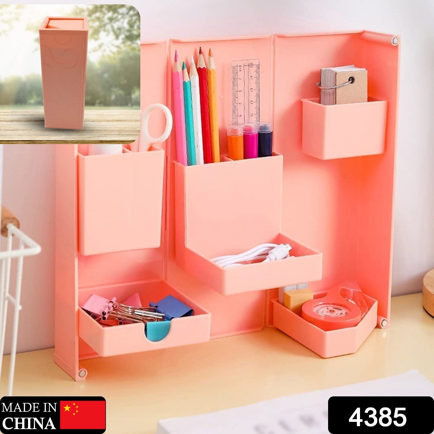 Multi-Purpose Pen Holder, Foldable Magnetic Kawaii Desk Pen Holder Pencil Makeup Storage Box Desktop Organizer Stand Case School Office Stationery - Springkart 