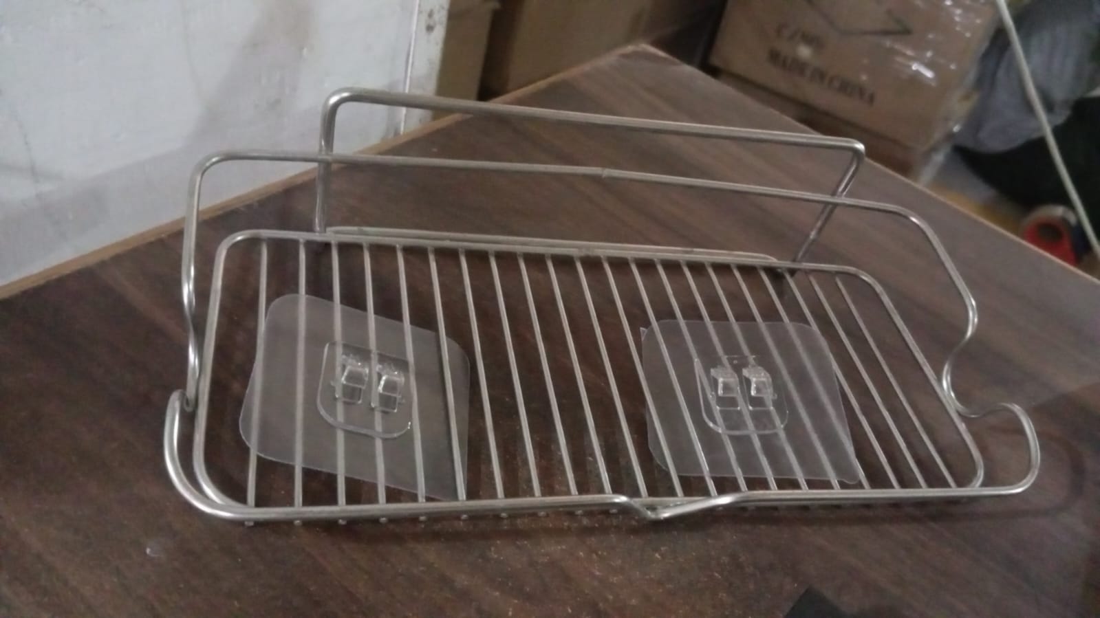 Stainless Steel Kitchen Bathroom Shower Shelf Storage Suction Basket Rack With 2 Hook (1 Pc) - Springkart 