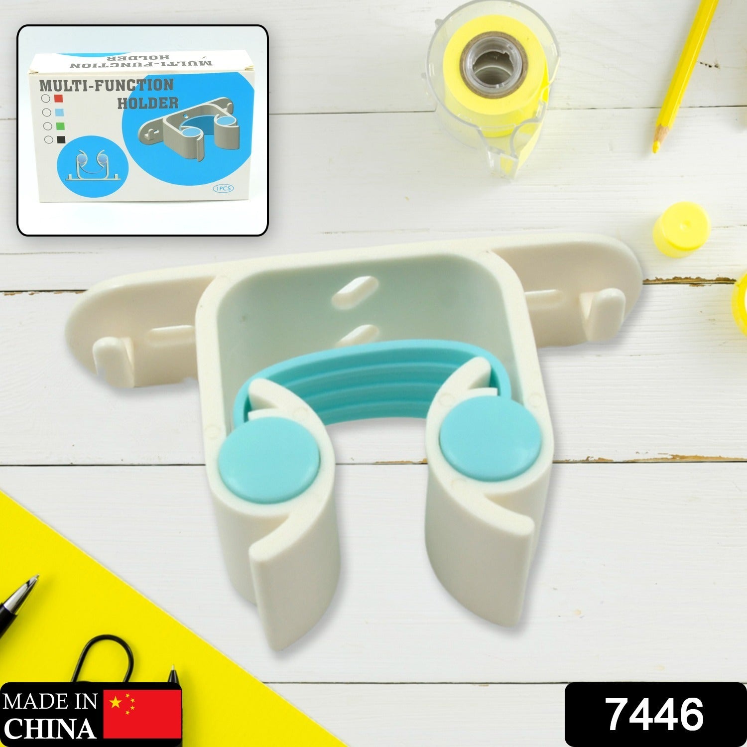 Multifunctional Holder With 4 Screw Wall Mounted Broom Organizer Cleaning Tools Holder Hanger, Hanging Hook for Bathroom Kitchen, Multi Function Holder Garage Clip Bike Hanger Wall Mount Set (1 Pc) - Springkart 