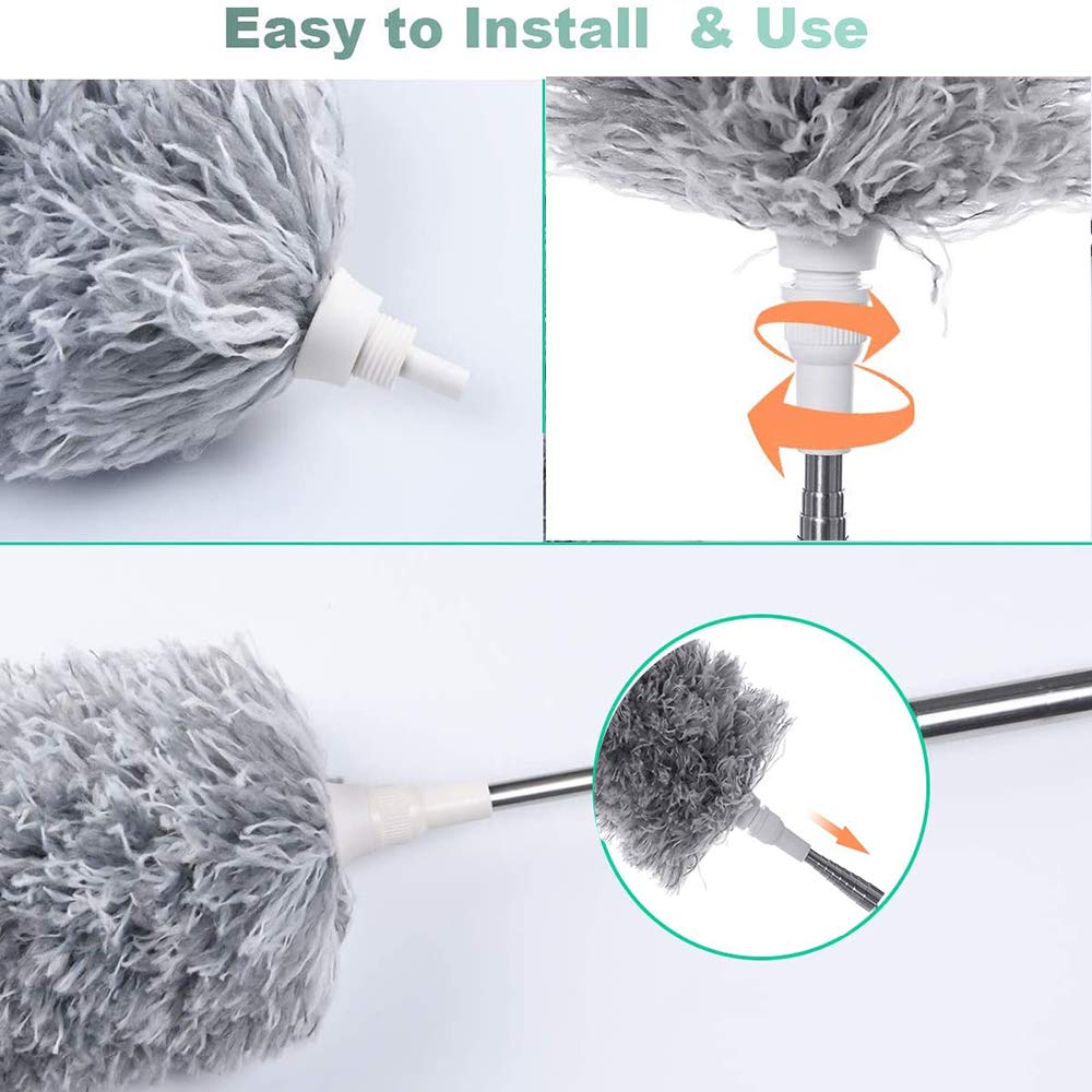 1279 Microfiber Dusters For Cleaning Telescoping Feather Duster With 100 Inches Extendable Handle Pole Dusting Cleaning Tools For Cleaning High Ceiling Ceiling Fan Blinds Cobwebs Furniture Cars - Springkart 