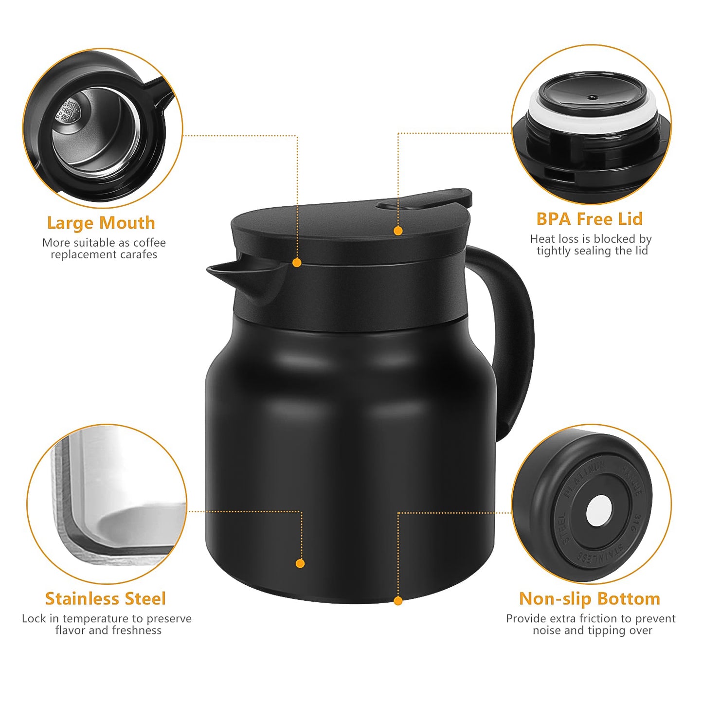 Thermal Coffee Carafe Tea Pot Water Bottles With Led Display (Bottle 500 Ml Pot 1000 Ml 2 Pc) - Springkart 