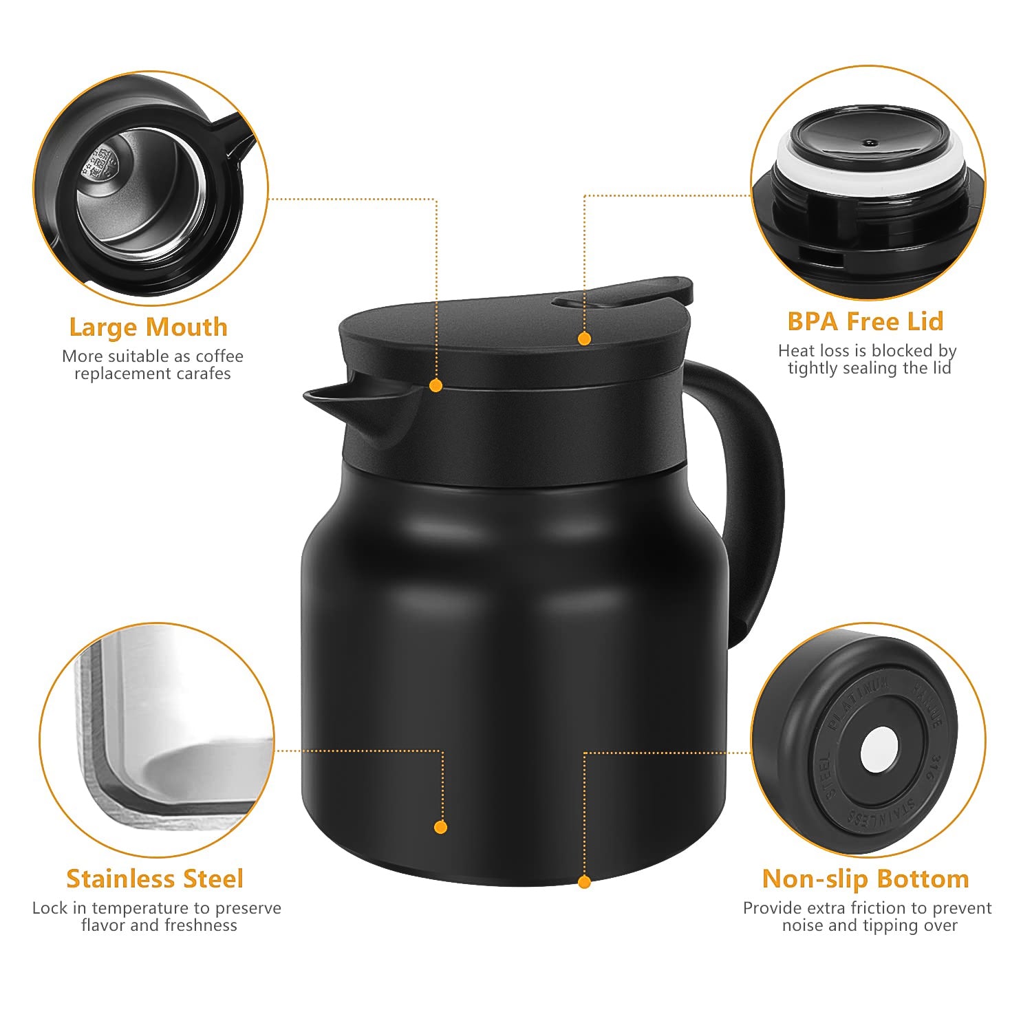 Thermal Coffee Carafe Tea Pot Water Bottles With Led Display (Bottle 500 Ml Pot 1000 Ml 2 Pc) - Springkart 
