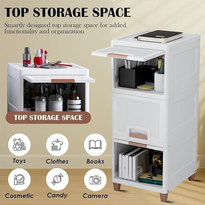 3-Layer Plastic Storage Drawer Organizer – Multi-Purpose Cabinet for Home, Office & Kids Room