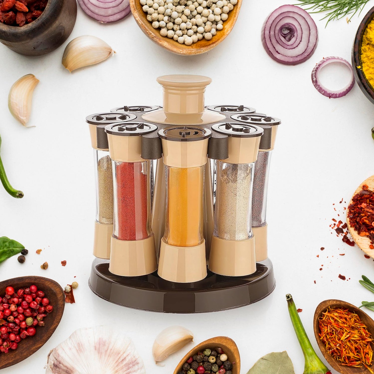 360 Revolving Spice Rack For Kitchen And Dining Table 8 Spice Jars - Springkart 