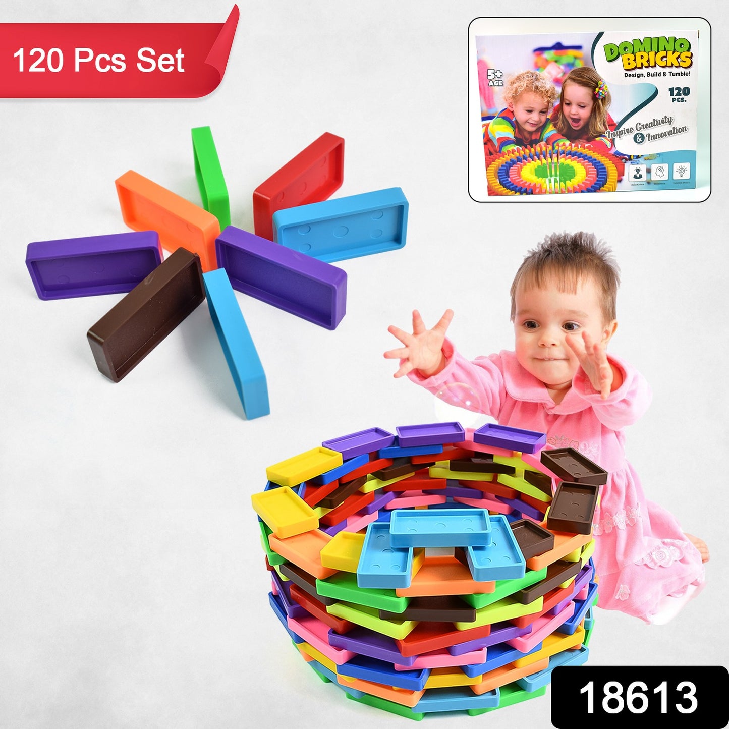 Kids 120 Domino Blocks Dominoes (120 Pcs Set) - Springkart 