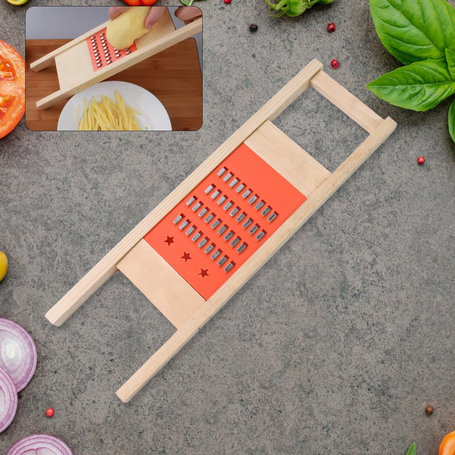 Cucumber Vegetable Slicer Salad Kitchen Wooden Shredder Cutter Grater Slicer - Springkart 