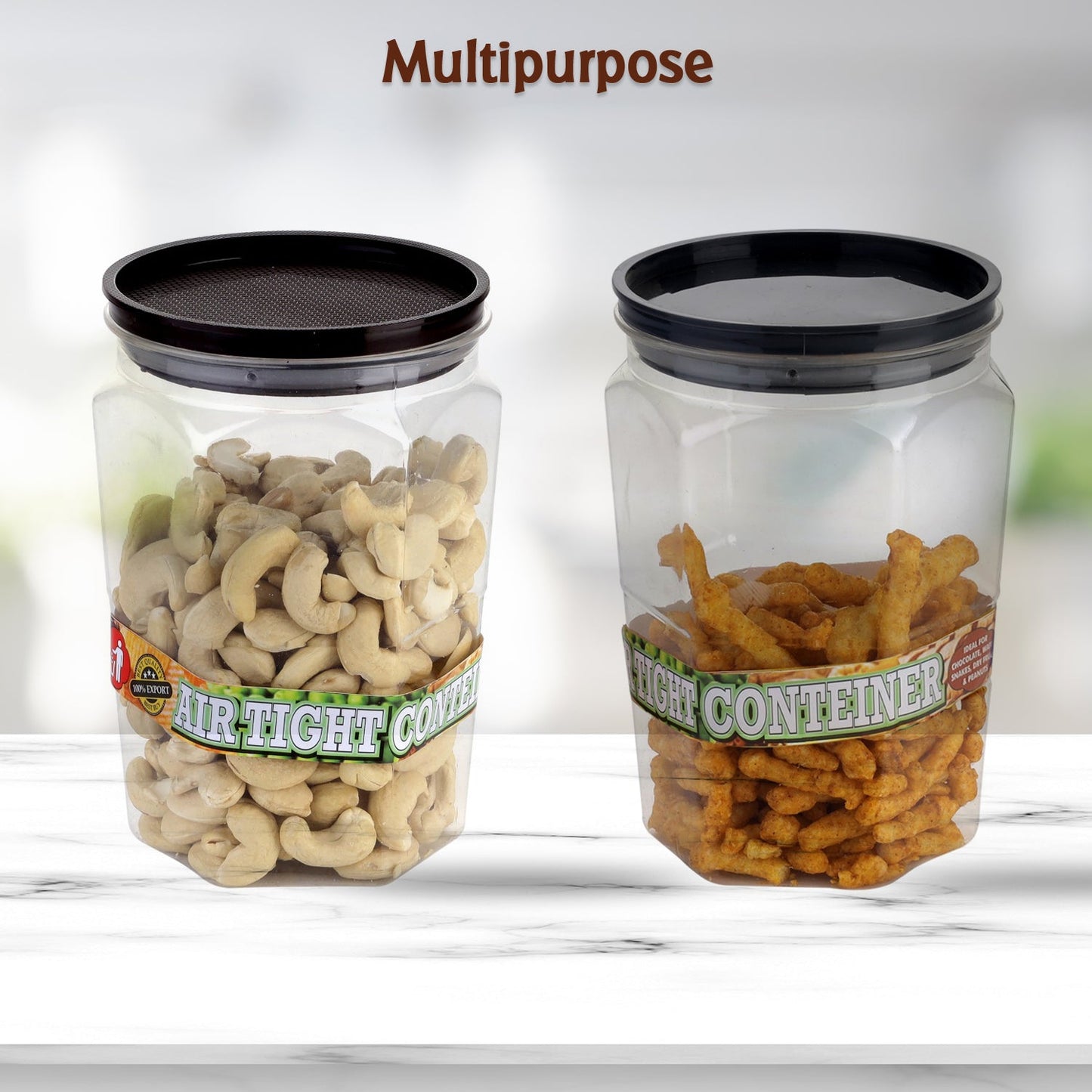 Air Tight Kitchen Storage Container for Rice | Dal | Atta, BPA-Free, Flour | Cereals | Snacks | Stackable | Modular, Round. (Approx - 1100Ml, Set of 2pcs) - Springkart 