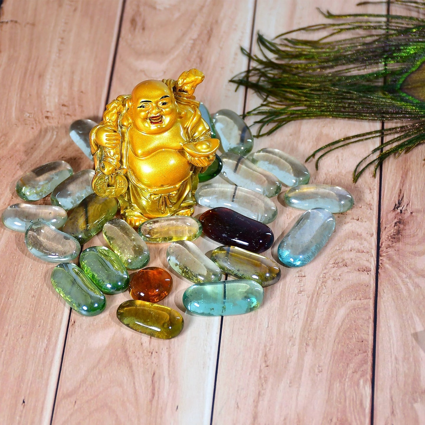 Glass Gem Stone, Flat Round Marbles Pebbles for Vase Fillers, Attractive pebbles for Aquarium Fish Tank. - Springkart 