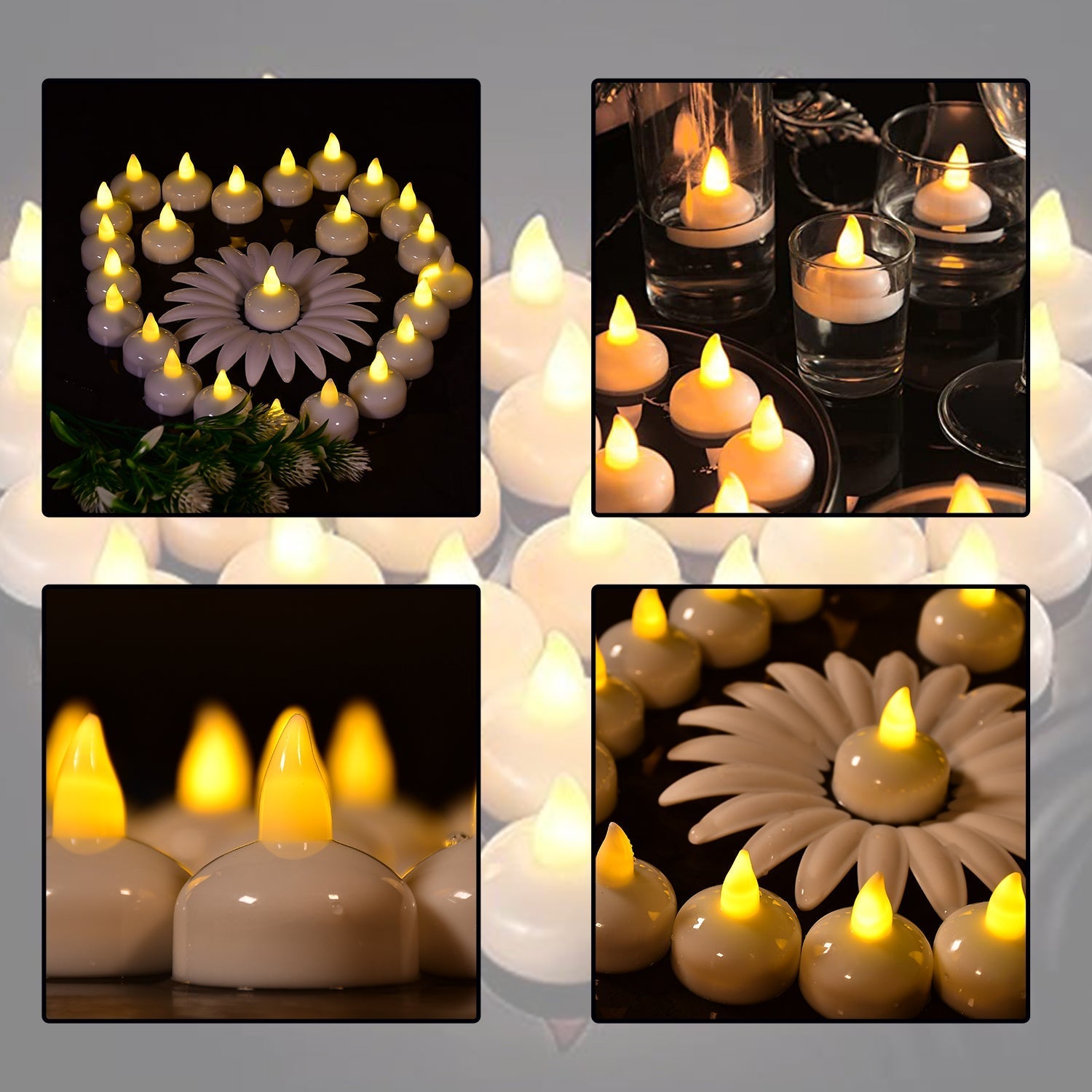 Set of 12 Flameless Floating Candles Battery Operated Tea Lights Tealight Candle - Decorative, Wedding. - Springkart 