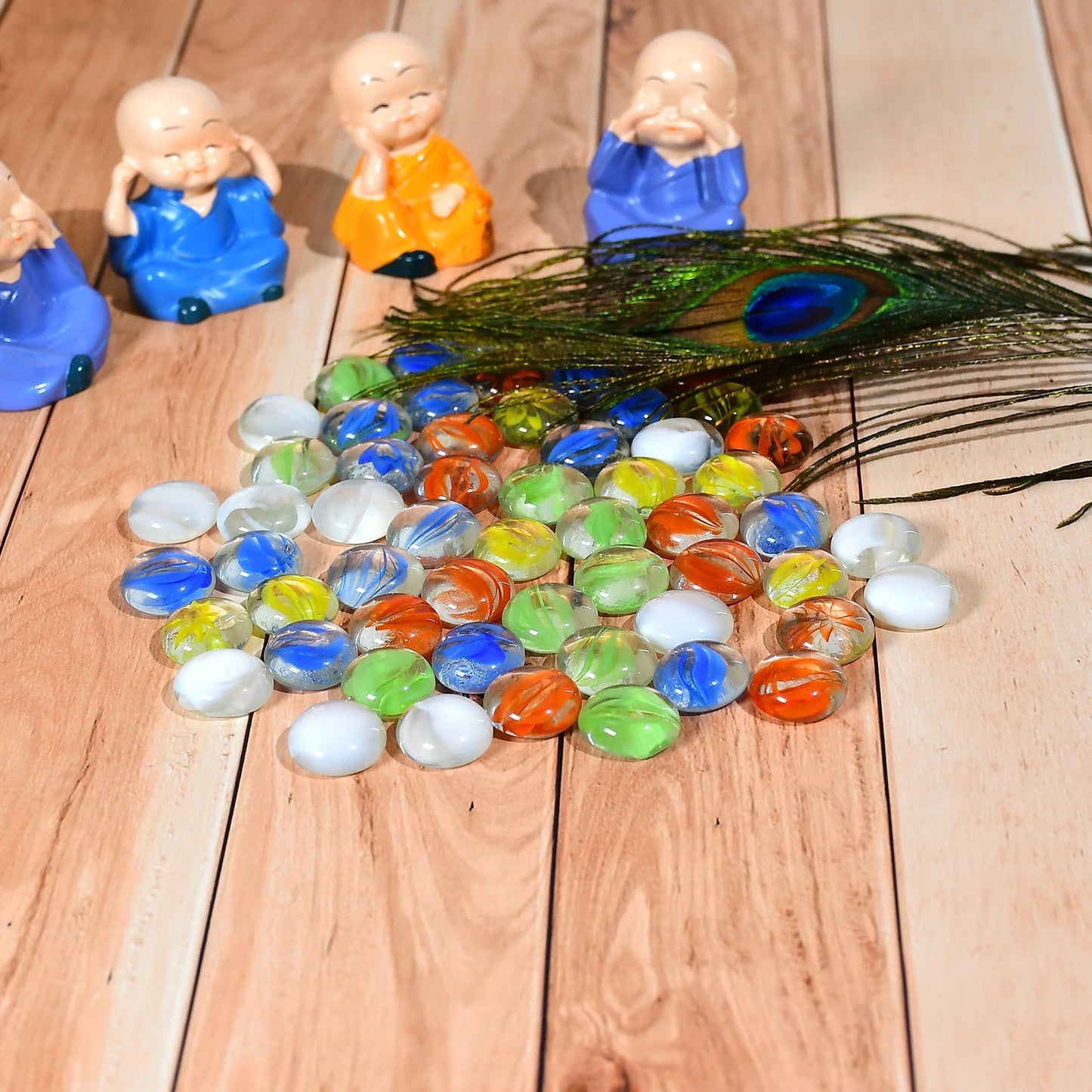Glass Gem Stone, Flat Round Marbles Pebbles for Vase Fillers, Attractive pebbles for Aquarium Fish Tank. - Springkart 