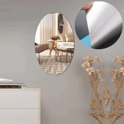 SMALL OVAL FRAME LESS MIRROR WALL STICKER FOR DRESSING - Springkart 
