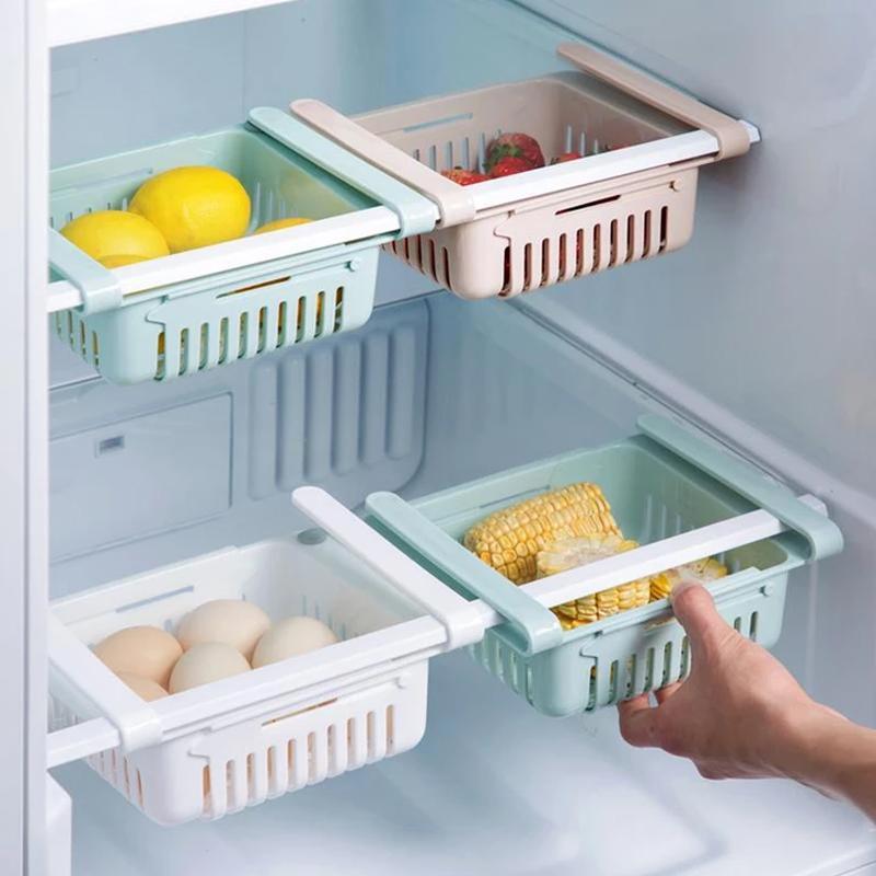 EXPANDABLE ADJUSTABLE MULTIPURPOSE FRIDGE STORAGE BASKET ( 2 pc ) - Springkart 