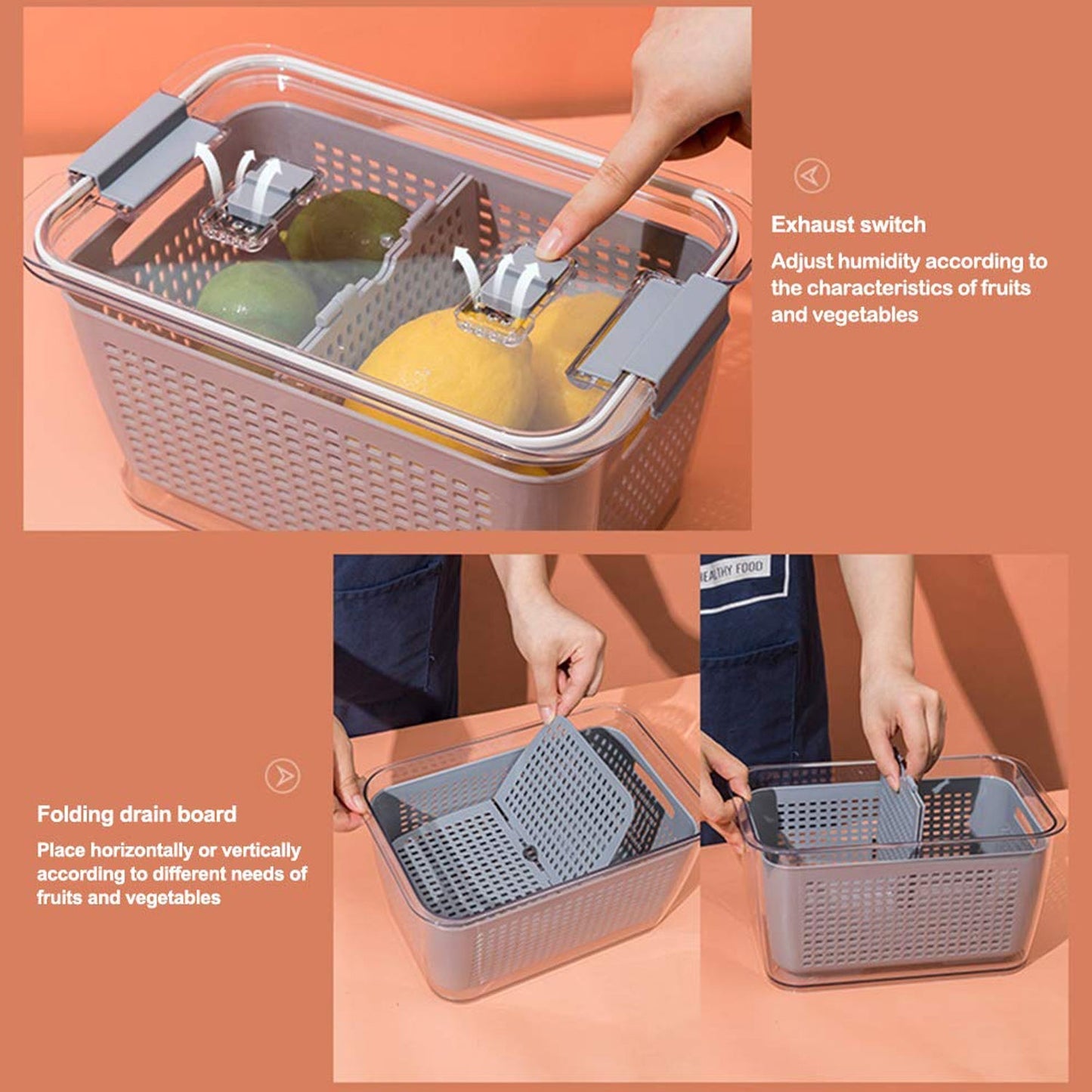 Fordable Silicone Kitchen Organizer Fruit Vegetable Baskets Folding Strainers - Springkart 