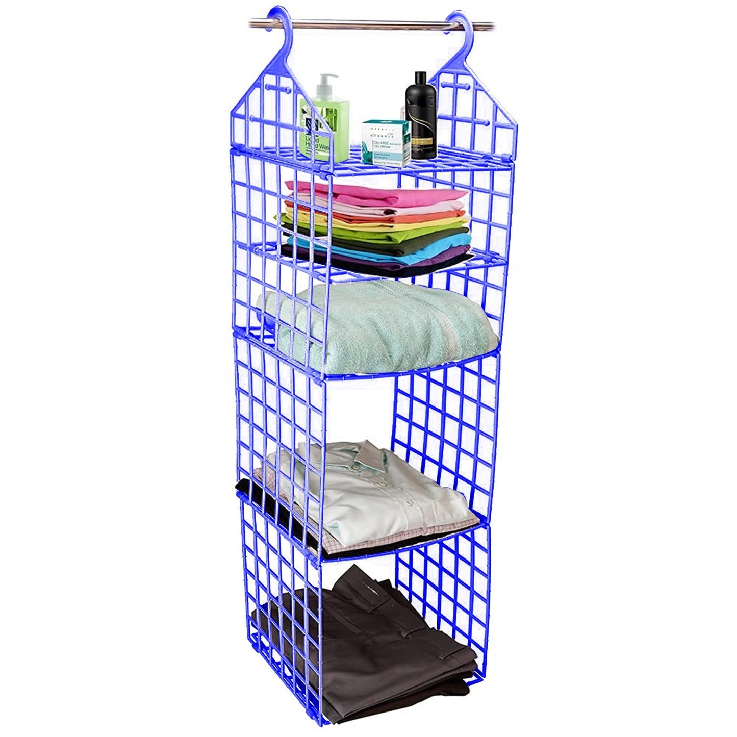 Multipurpose 5 Layer Folding Clothes Storage Racks||Closet for Students Wardrobe Shelves Socks, Scarf, t-Shirt, etc||Hanging Organizer Storage Holders & Racks - Springkart 