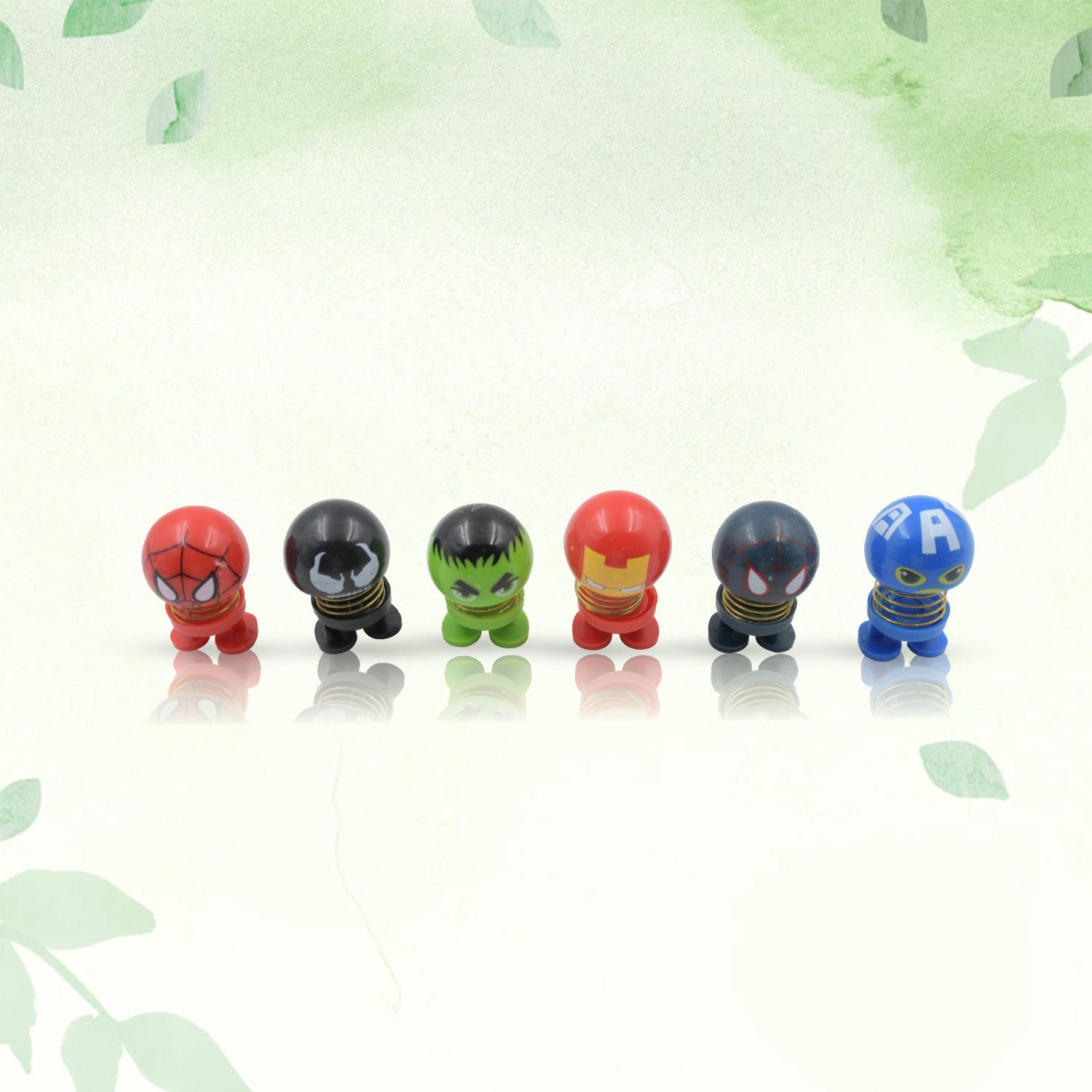 Car Dashboard Spring Dancing Toys 6 pcs / Set Car Interior Decor Bounce Doll - Springkart 