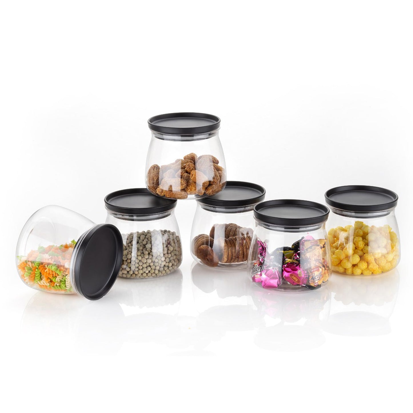 Matka Shaped Jar with Air Tight & Leak Proof Lid (Multicolour) (Set of 6) (900Ml) - Springkart 