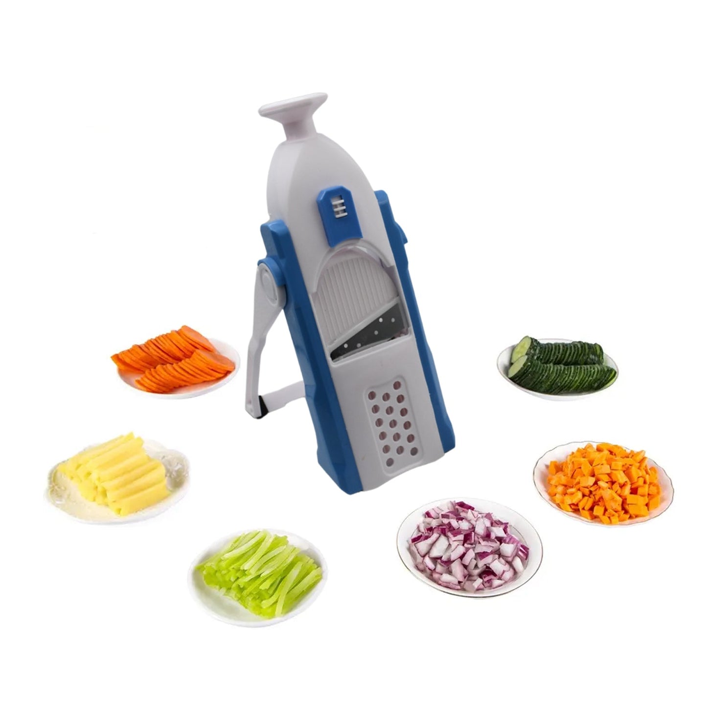 Multi-Function Time Saving Vegetable Slicer Cutter + Julienne 5-in-1 Food Vegetable Potato Chopper, Garlic Grinder - Springkart 
