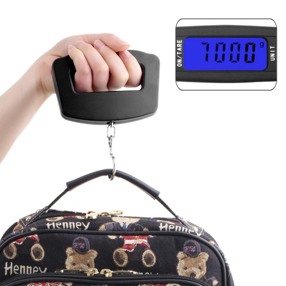 Black Digital Portable Luggage Scale with LCD Backlight (50 kg) - Springkart 