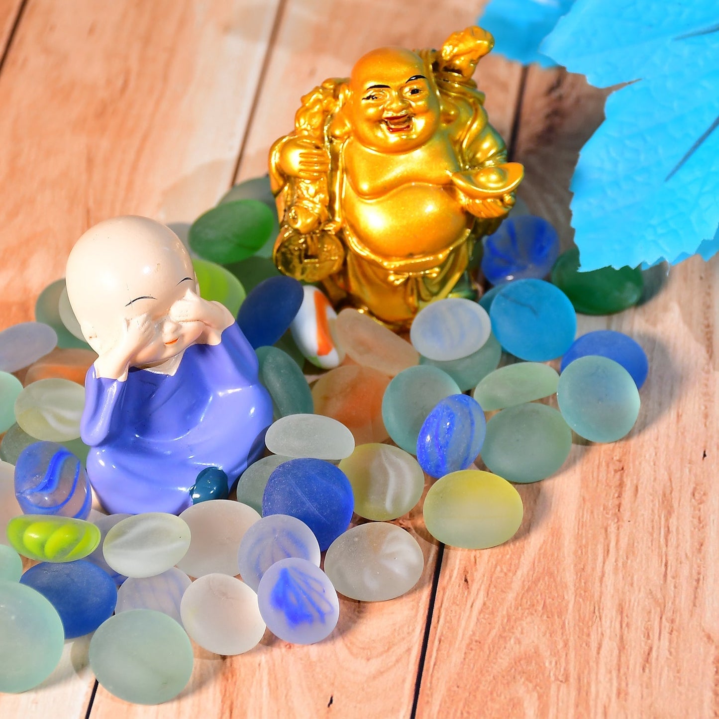 Glass Gem Stone, Flat Round Marbles Pebbles for Vase Fillers, Attractive pebbles for Aquarium Fish Tank. - Springkart 