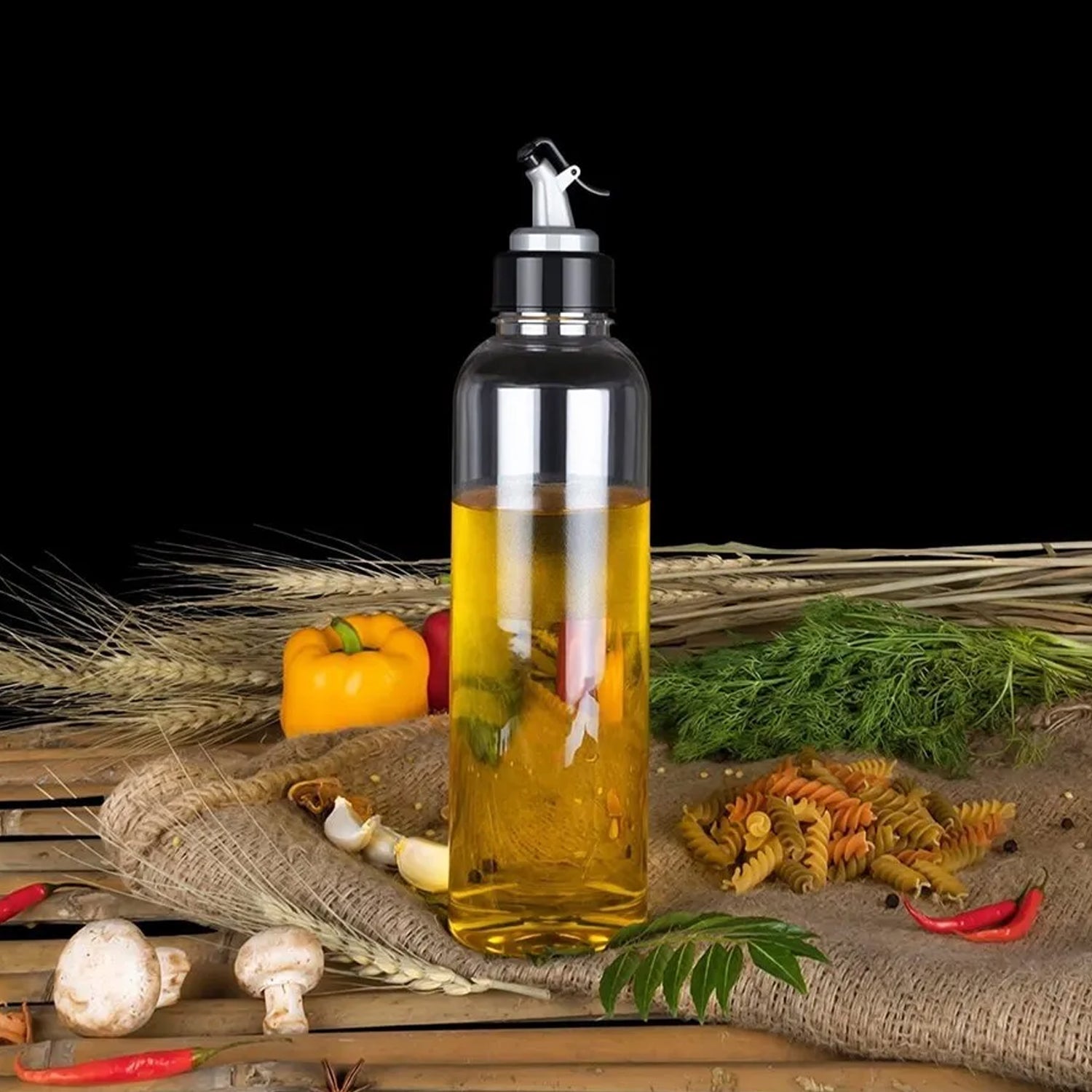 Oil Dispenser Transparent Plastic Oil Bottle | 1 Liter - Springkart 
