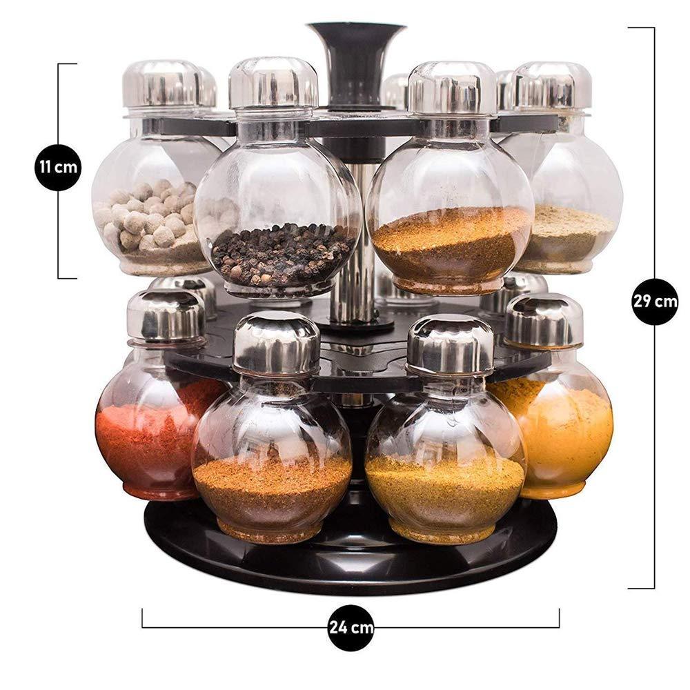 Multipurpose Revolving Plastic Spice Rack Set (16pcs) - Springkart 