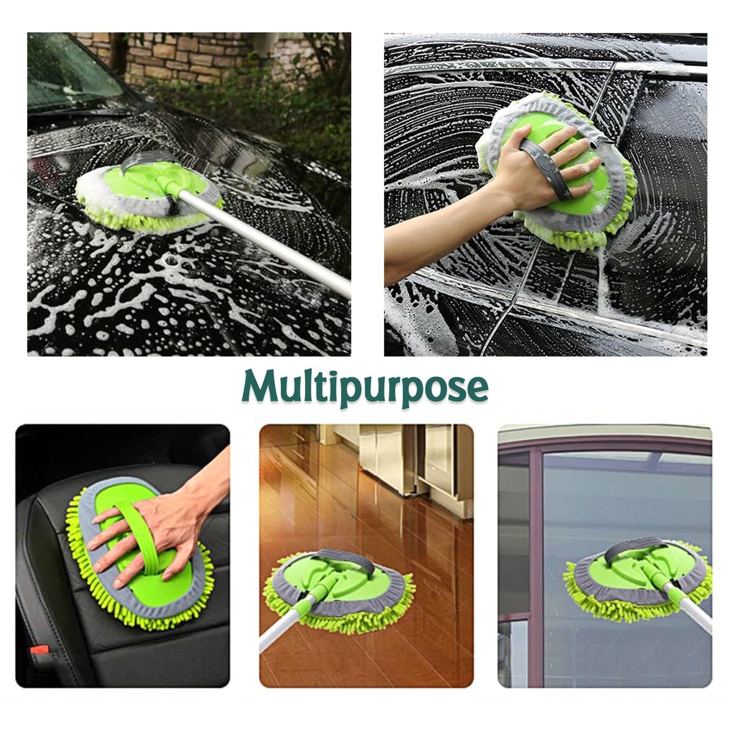 Car Duster Microfiber Flexible Duster Car Wash | Car Cleaning Accessories | Microfiber | brush | Dry / Wet Home, Kitchen, Office Cleaning Brush Extendable Handle - Springkart 