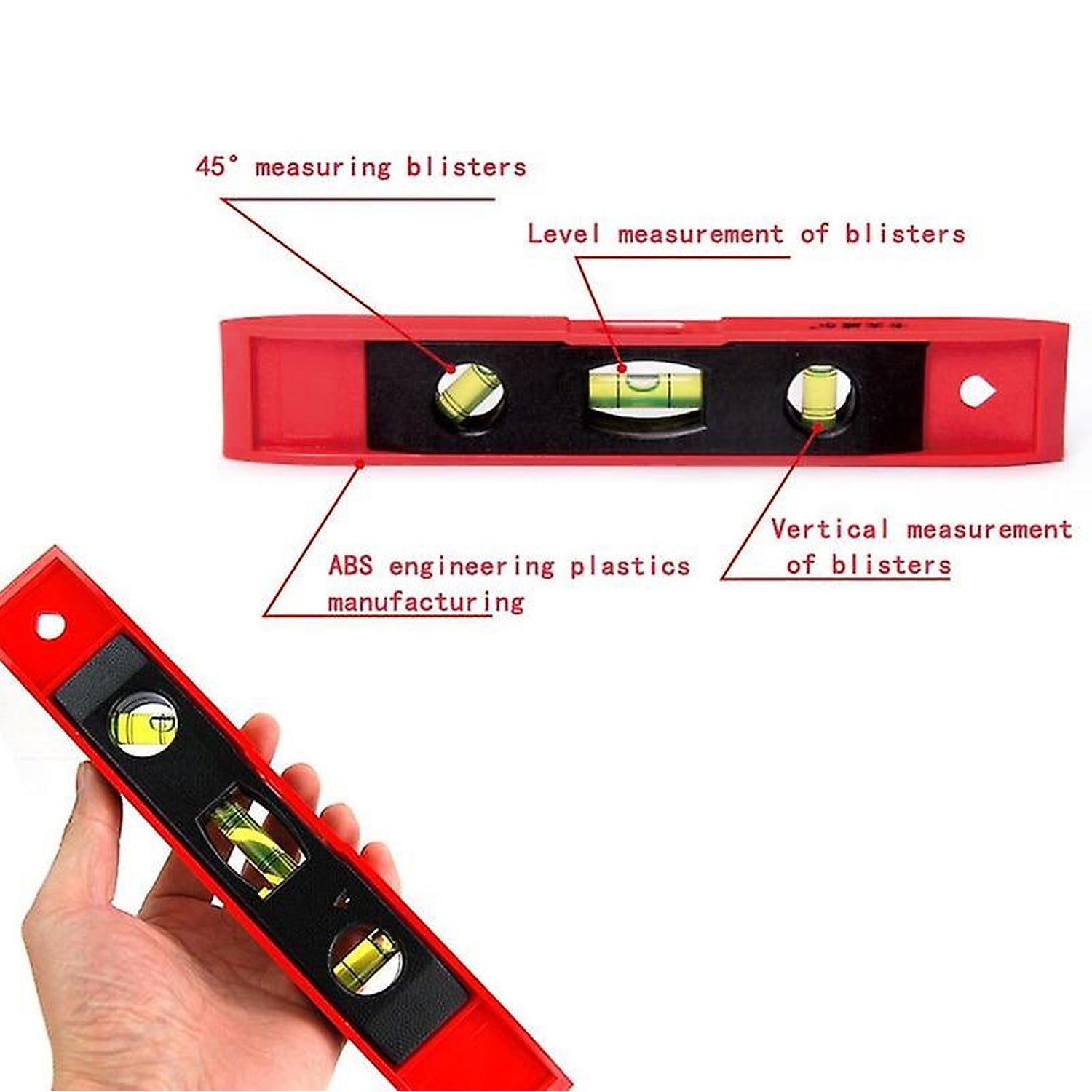 3 Bubble Mini Spirit Level Plastic Torpedo Carpenter's Spirit Level Measurement tools - Springkart 
