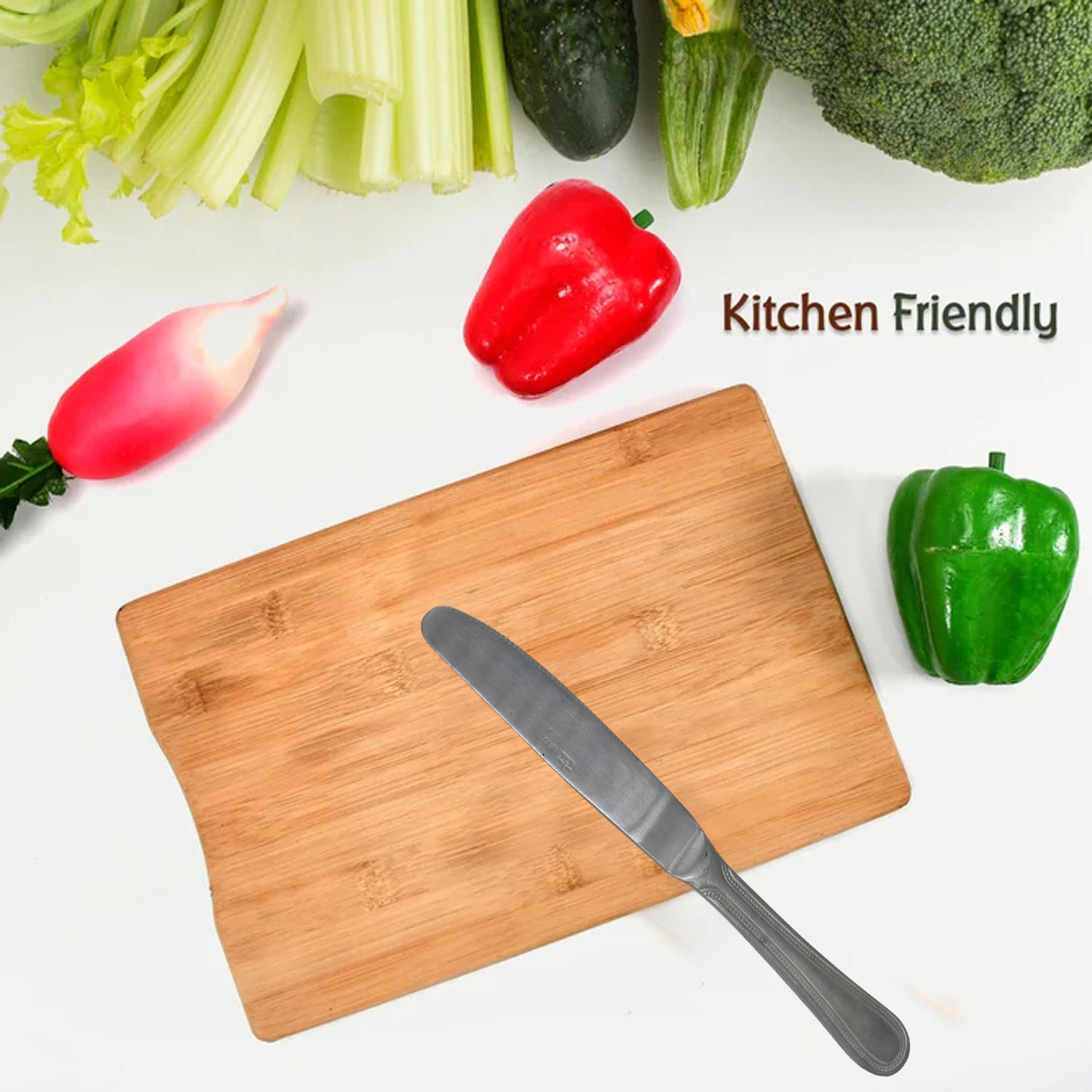 Stainless steel knife with a steel handle, ideal for kitchen use.