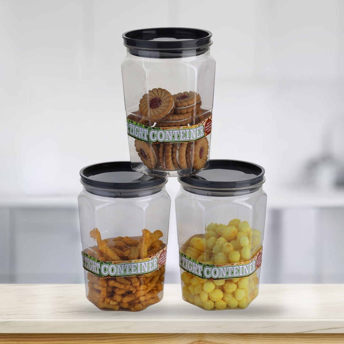 Air Tight Kitchen Storage Container for Rice | Dal | Atta, BPA-Free, Flour | Cereals | Snacks | Stackable | Modular, Round. (Approx - 1100Ml, Set of 6pcs) - Springkart 