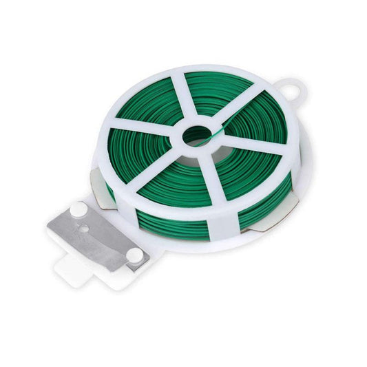 Plastic Twist Tie Wire Spool With Cutter For Garden Yard Plant 50m (Green) - Springkart 