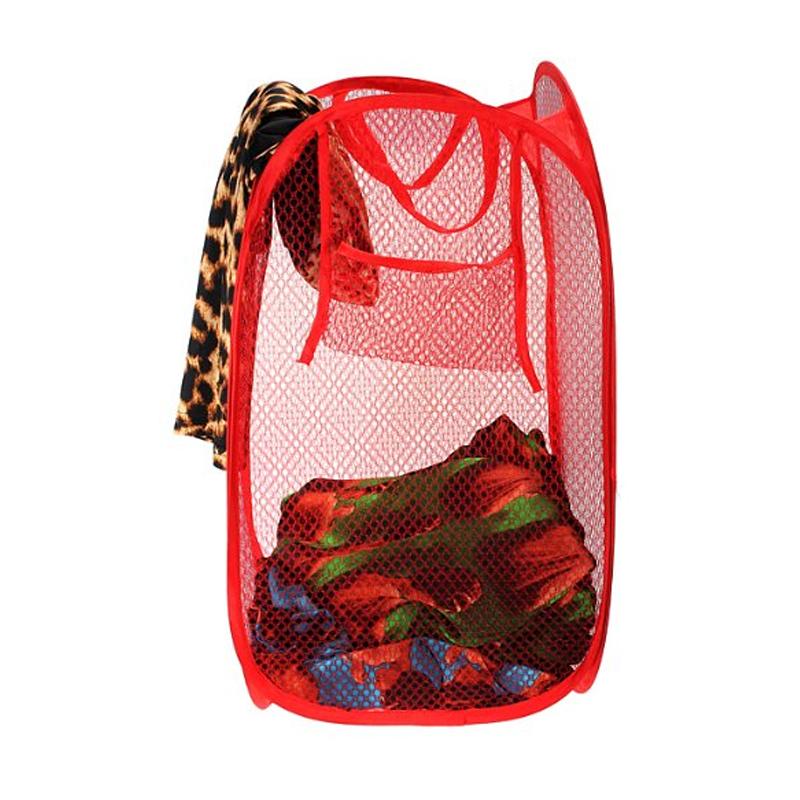 Laundry Hamper Mesh Fabric For Ventilation Foldable Storage Pop Up Clothes Basket - Springkart 