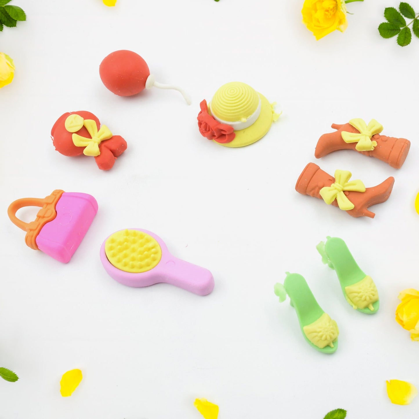 Fancy & Stylish Mini Erasers for Kids (9 Pc Set) - Fun Designs, Party Favors - Springkart 
