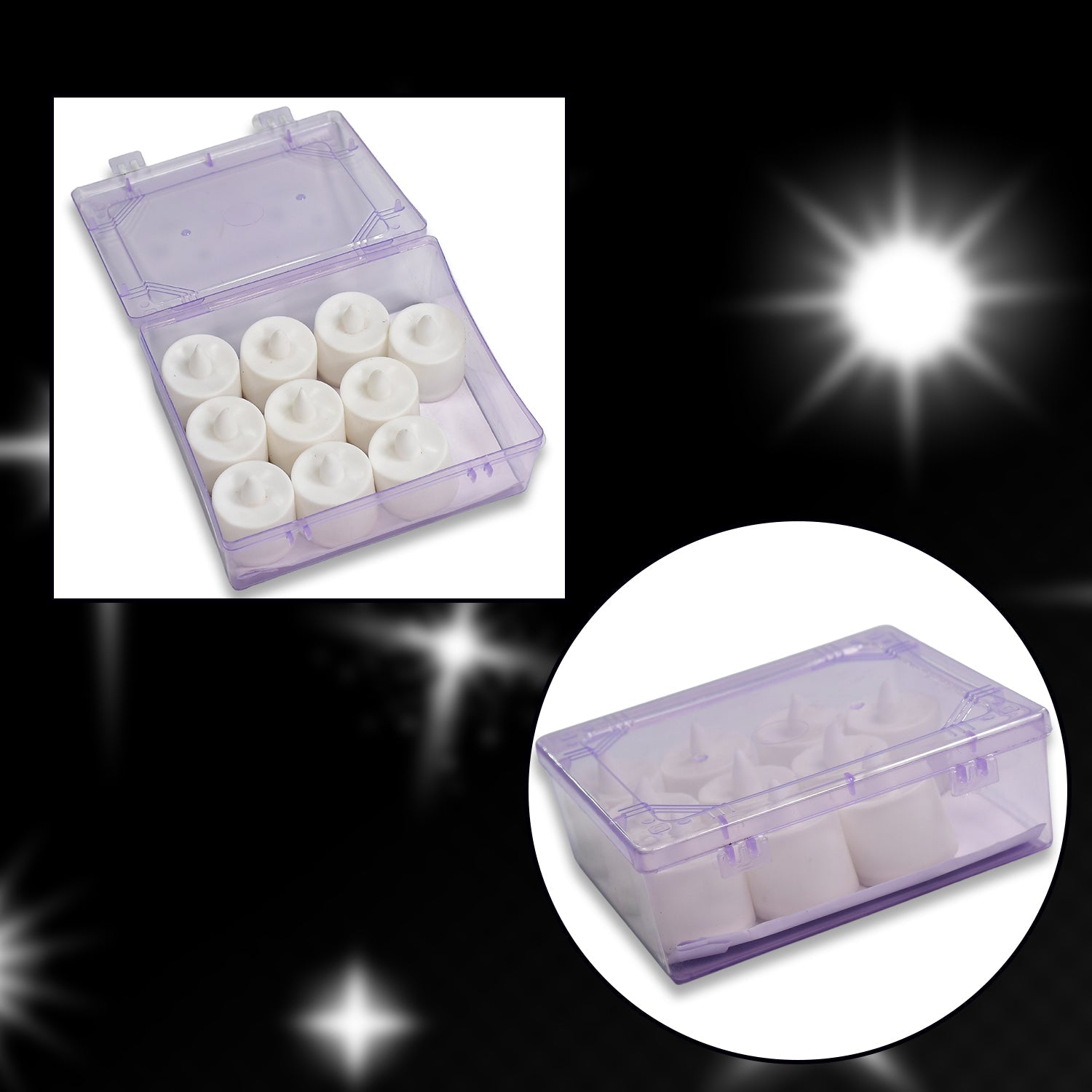 Festival Decorative - LED Yellow Tealight Candles (White, 10 Pcs) With Container - Springkart 