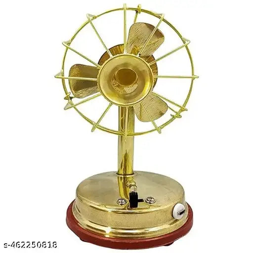 Home Decoration Antique Handcrafted Brass Vintage Table Fan Showpiece WIth Chargable Battery