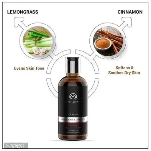 Charcoal Body Wash and Shampoo (BUY 1 GET 1 Free) with Lemongrass Cinnamon Body Wash 250ml, Peppermint Clove Shampoo 250ml | Deep Cleansing, Refreshing, Healthy Hairs