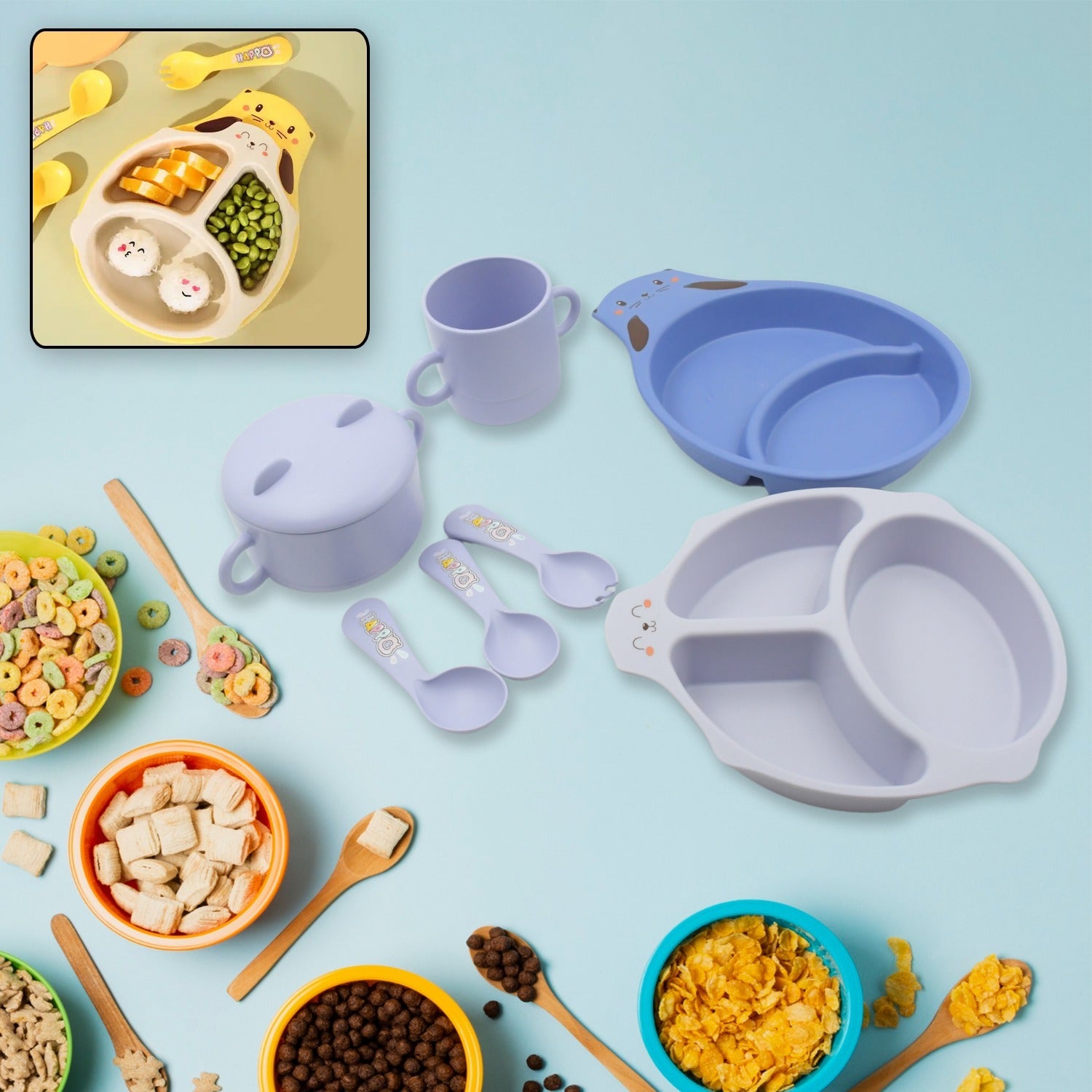 Baby Feeding Set For Kids And Toddlers (7 pcs set) - Springkart 