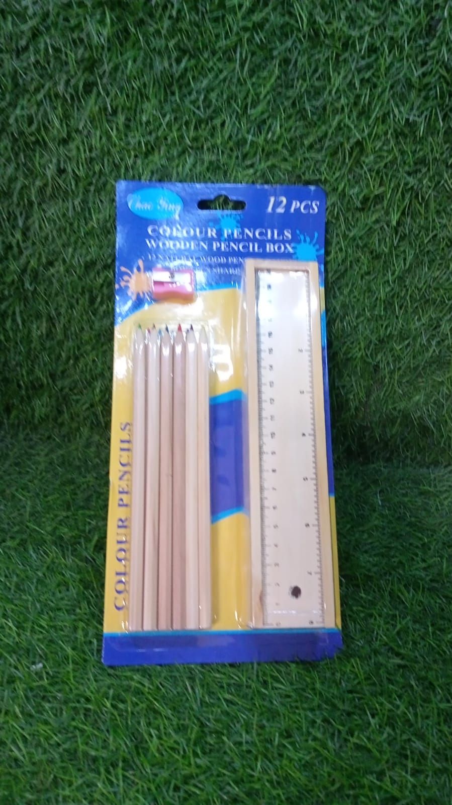 Colorful Wooden Pencil Set with Pencil box, Ruler, Sharpener For for Kids, Artist, Architect (12 Pcs Set) - Springkart 