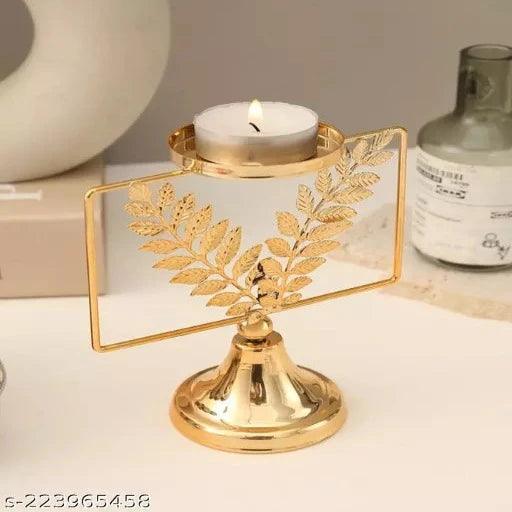 Golden Designer Leaf Tea Light Candle Holders & Stands