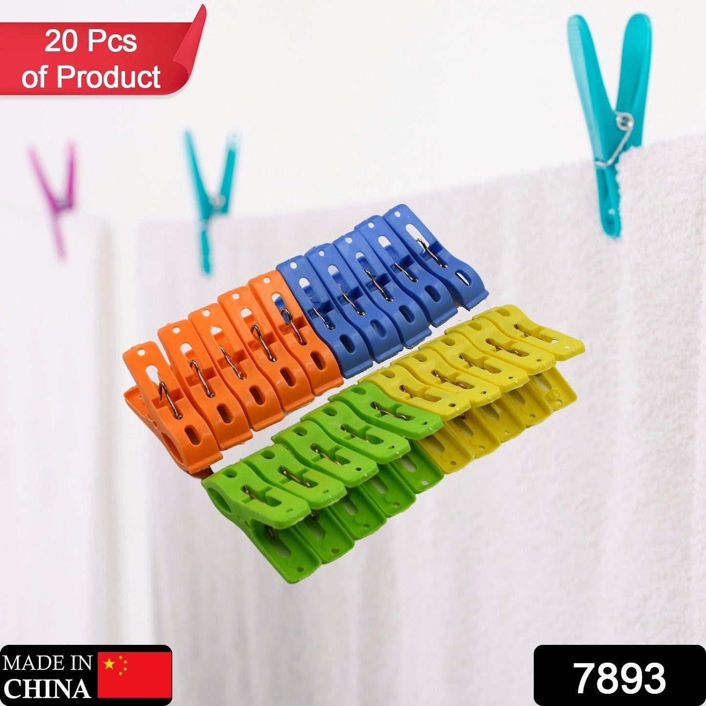 Multifunction Plastic Heavy Quality Cloth Hanging Clips, Plastic Laundry Clothes Pins Set of 20 Pieces - Springkart 