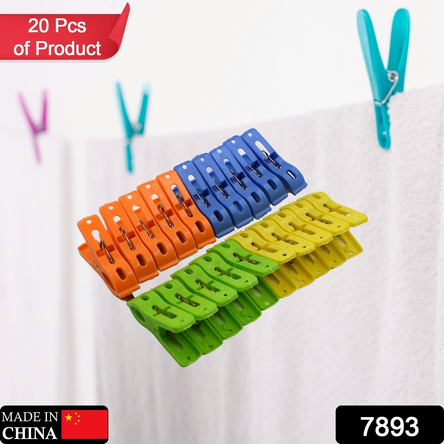 Multifunction Plastic Heavy Quality Cloth Hanging Clips, Plastic Laundry Clothes Pins Set of 20 Pieces - Springkart 
