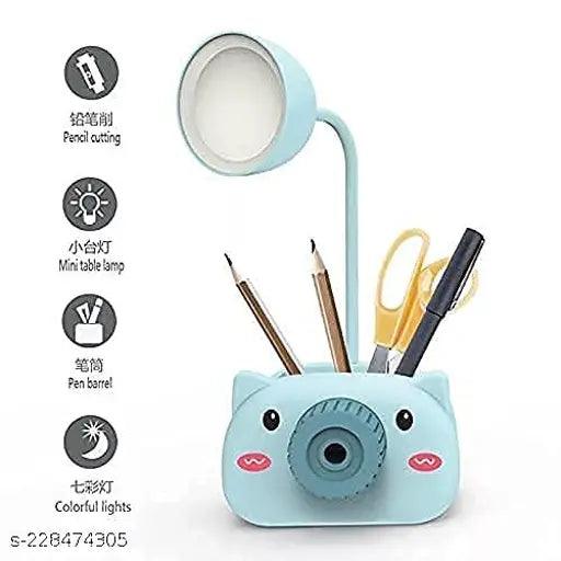 Multifunctional Camera Style Table lamp Piggy Desk Lamp with Pencil Sharpener (Blue) - Springkart 