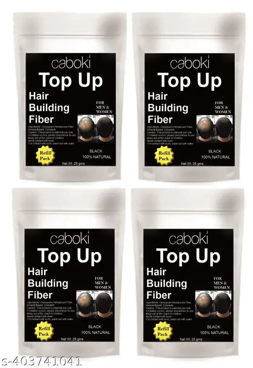 Natural Caboki Hair Fiber Buliding 25 gram Black (Refill Pack) Pack of 4 - Springkart 