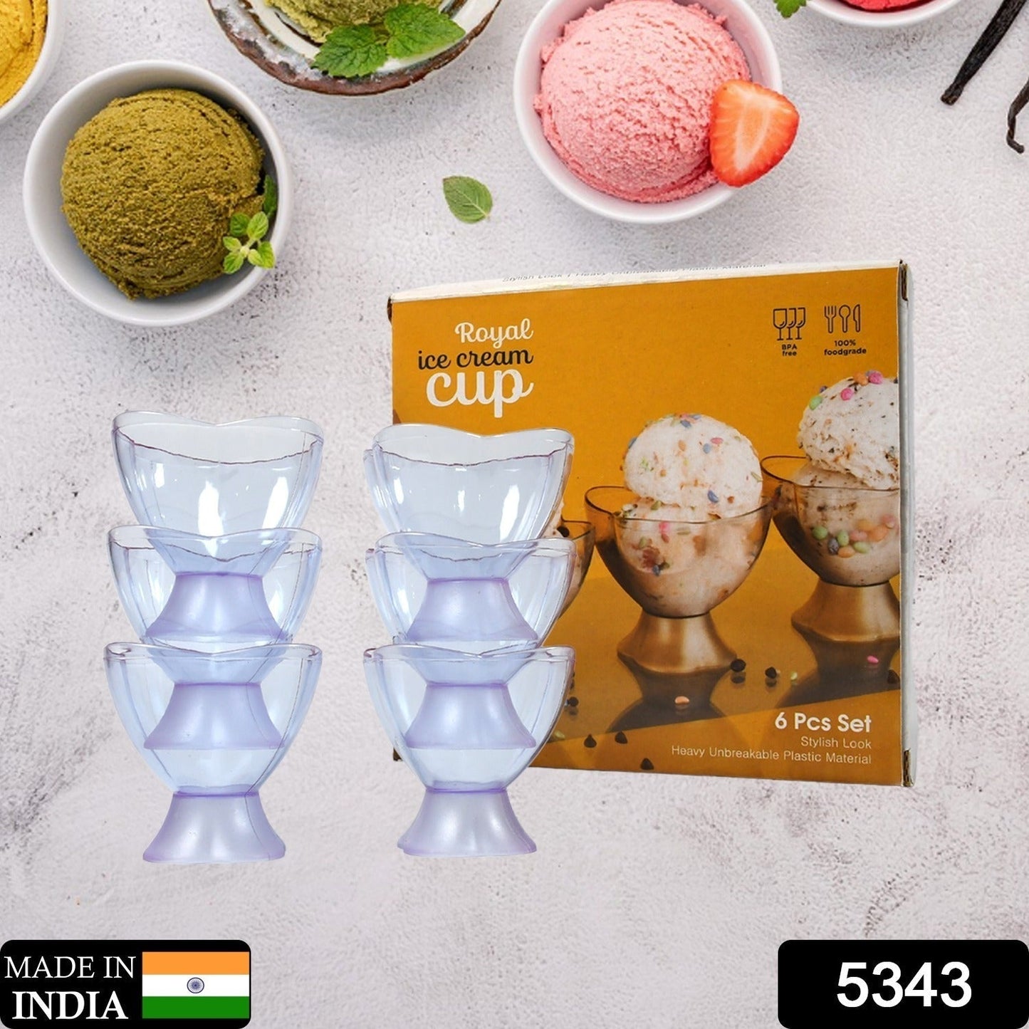 MODERN STYLE DESSERT & ICE CREAM BOWL PLASTIC 6PCS FOR HOME ,OFFICE,PARTY - Springkart 