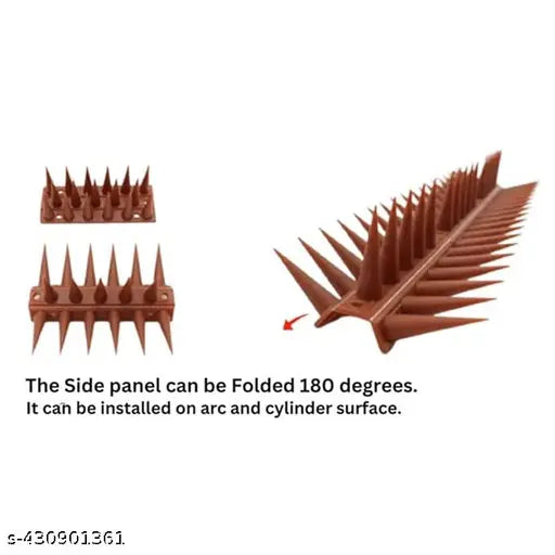 Plastic Brown Spikes (Pack of 10) with Double Sided Tap (12 x 4 inch) Anti Pigeon Spikes,