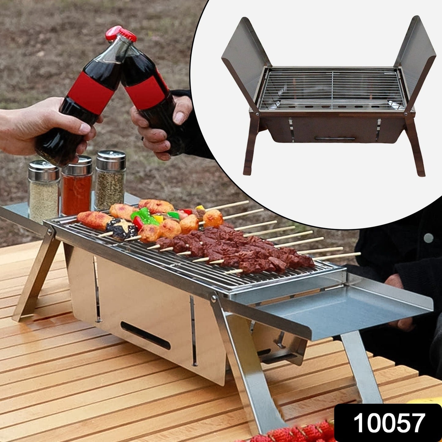 Portable BBQ / Barbecue Grill Stainless Steel Folding Charcoal Grill (1 Set / Net Weight : 2207 GM) - Springkart 