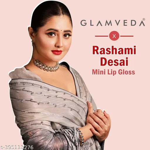 Glamveda X Rashami Desai Mini Infused Serum Lip Gloss | Love - 118 ( Brick Red ) For Soft & Dewy Lips, Glossy Finish Enriched With Vitamin E, 1.2ml, Red High Shine Waterproof Lip Gloss For Women