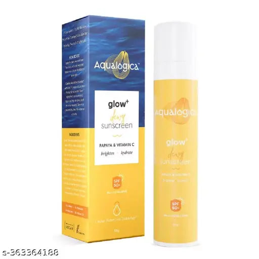 Aqualogica Glow+ Dewy Sunscreen with Papaya & Vitamin C - SPF 50 PA++++ for UVA/B protection, 50G