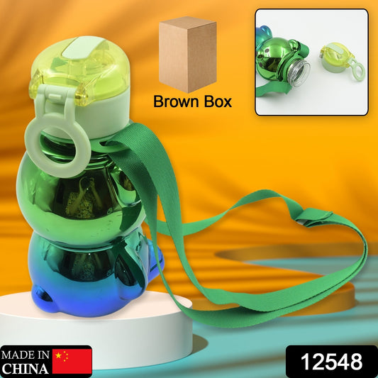 12548 Cute Plastic Water Bottle Straw Bottle With With Adjustable Shoulder Strap And Stickers Portable Drinking Cup Water Bottle For Kids - Springkart 